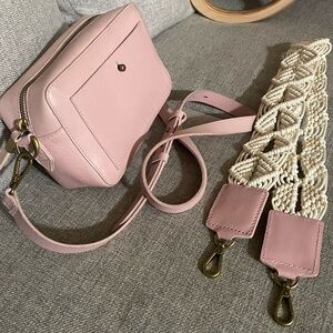Madewell Transport Camera Crossbody Leather Bag with additional Macramé Strap
